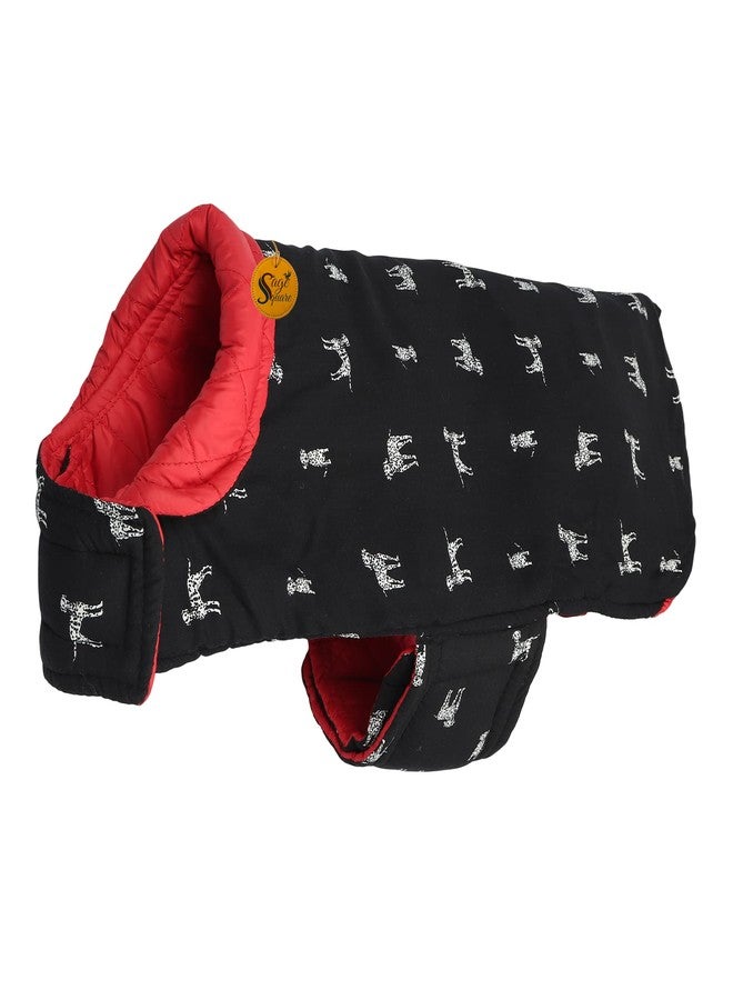 سايج سكوير سترة صوفية مربعة للكلاب من سيج، قابلة للعكس، مقاومة للماء والرياح، ملابس للكلاب في الطقس البارد (أسود وأحمر) (كبير) (24 بوصة) - Image 5